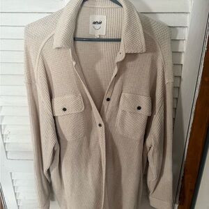 Aerie Beige Waffle Knit Shirt